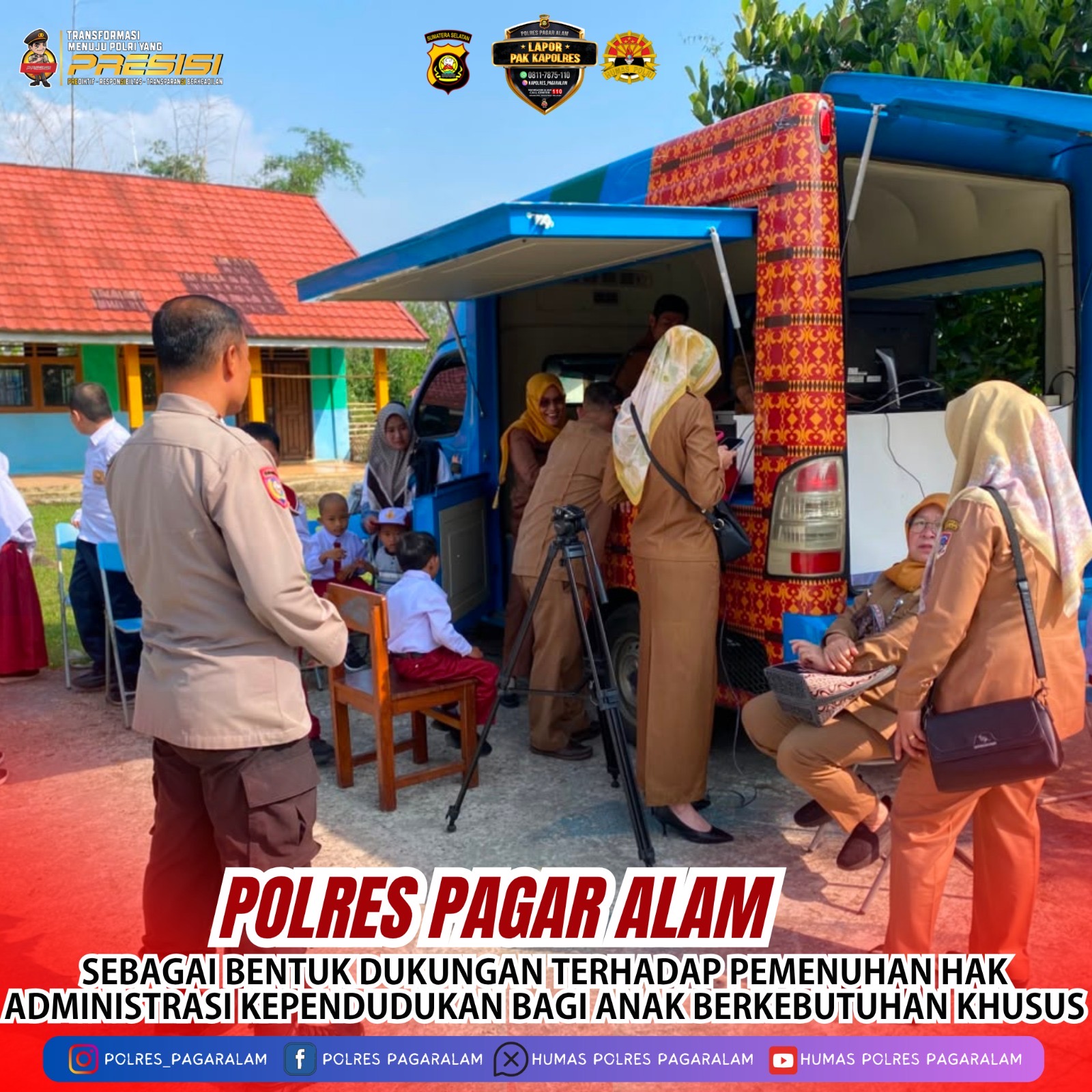 Polres Pagar Alam Bersama Disdukcapil Dampingi Pembuatan KIA Dan KTP Bagi Siswa SLB, Dukung Pelayanan Administrasi Yang Inklusif